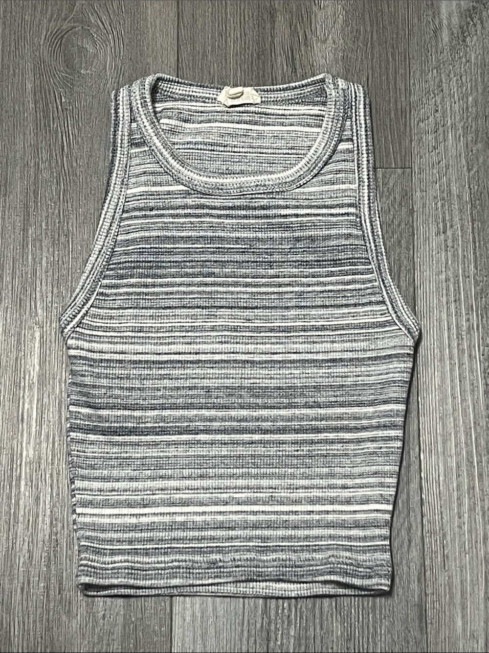 Aritzia Wilfred Free  Striped Ribbed Tank Top in Gray and White:/ Small